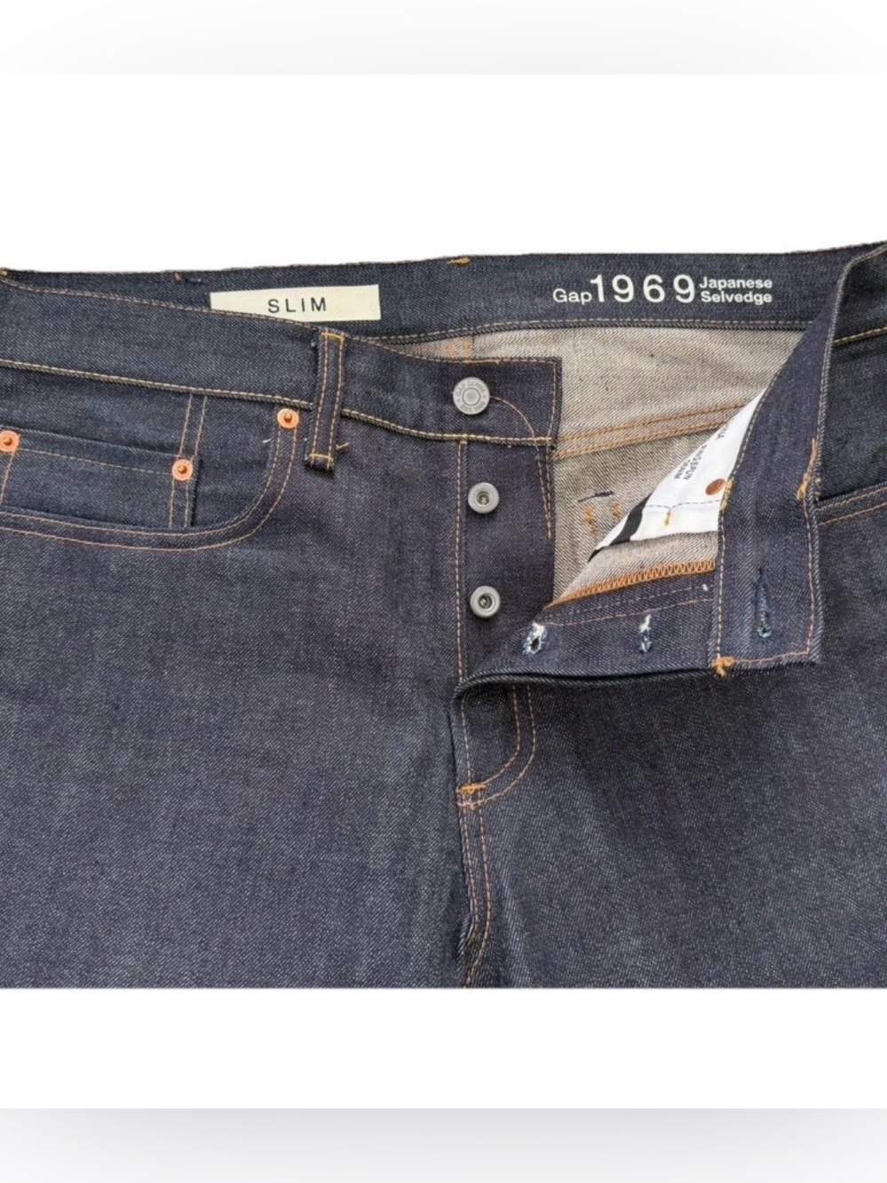 Gap 1969 Slim Japanese Raw Selvedge Denim Jeans 33x32 Dead Stock 100% Cotton